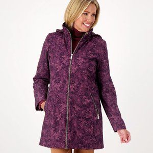 Dennis Basso Printed V-Luxe Jacket with Detachable Hood